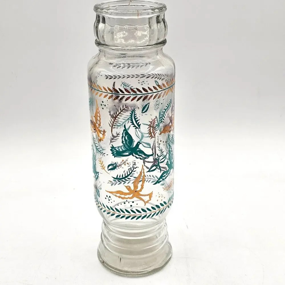 Vintage Georges Briard 22K Gold Birds Of Paradise Glass Bottle 1960s MCM